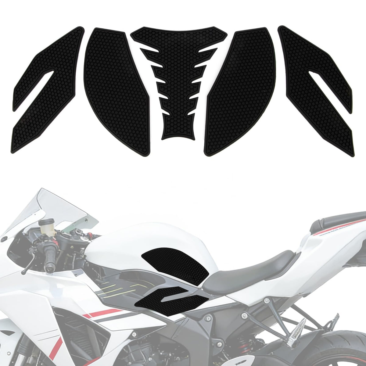 PSLER tank pads for ZX-6R side view improve grip during cornering