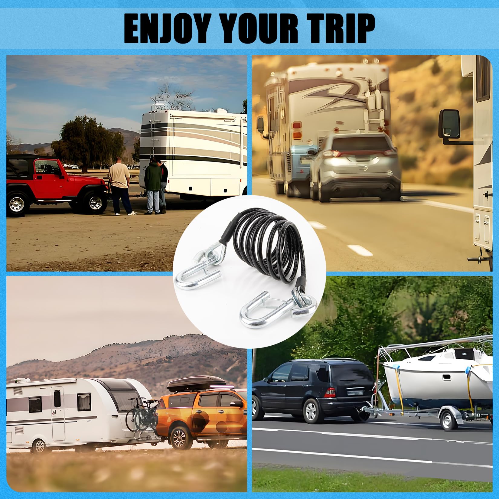 PSLER two-piece trailer safety cables pack for reliable pairing.