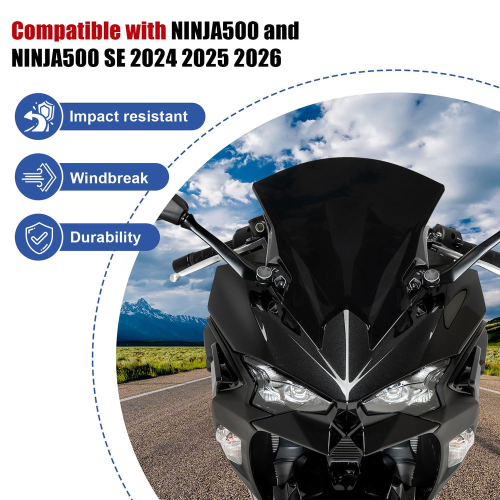 PSLER Ninja 500 SE 18in windshield front view