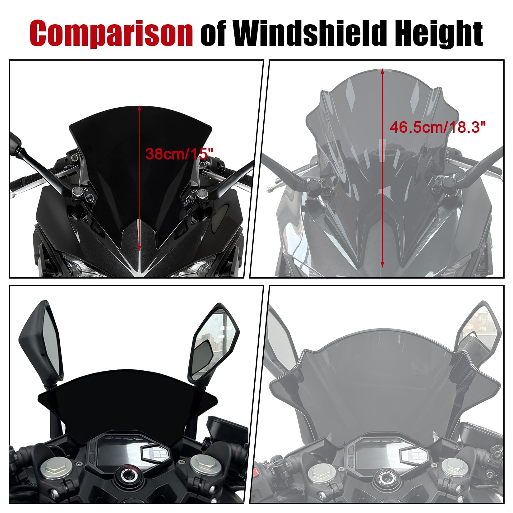 PSLER Ninja 500 SE 18in windshield top view