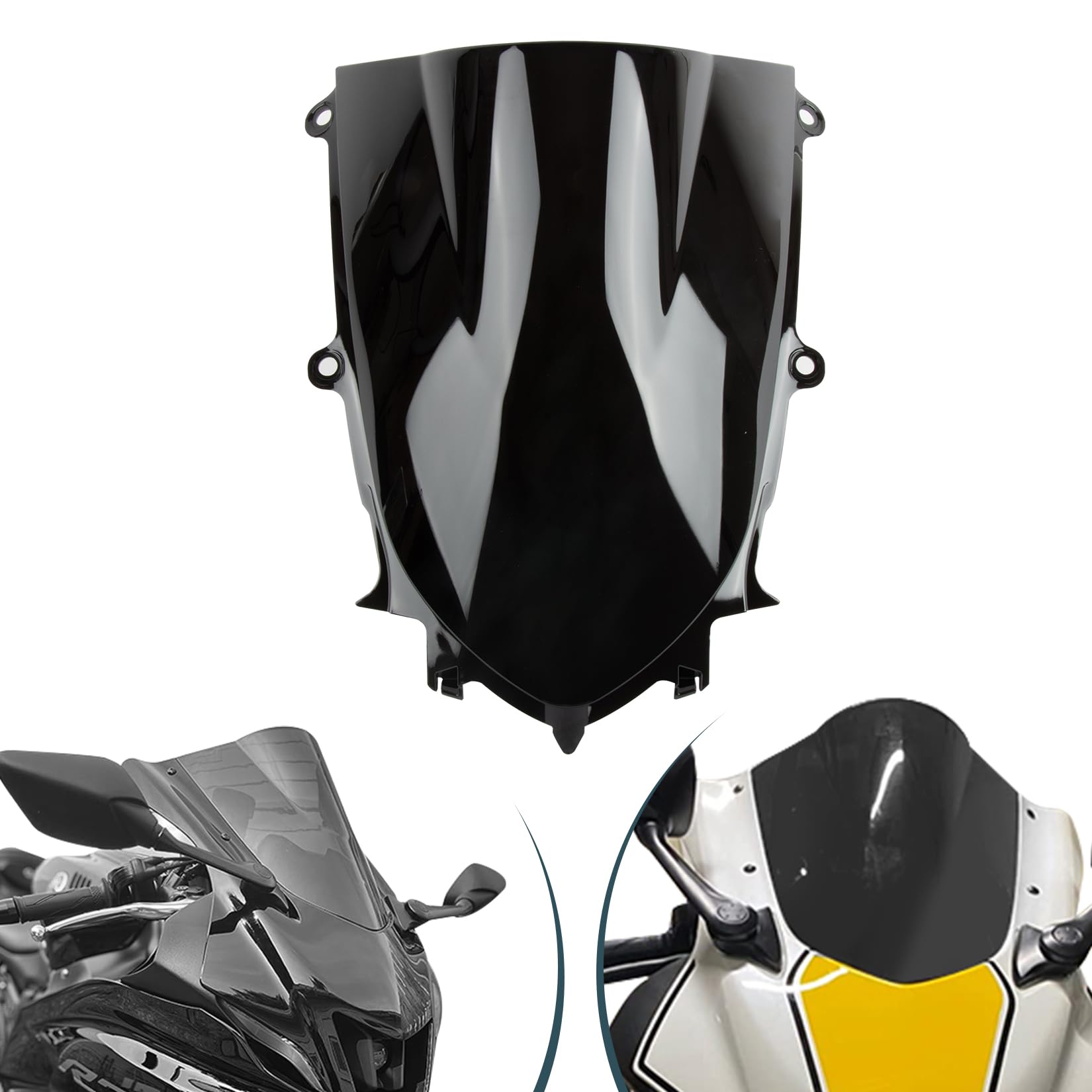 PSLER YZF R6 front windshield with black finish for direct wind deflection and visibility