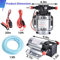 PSUPOSUQ self-priming pump near camping setup facilitates easy fuel transfer
