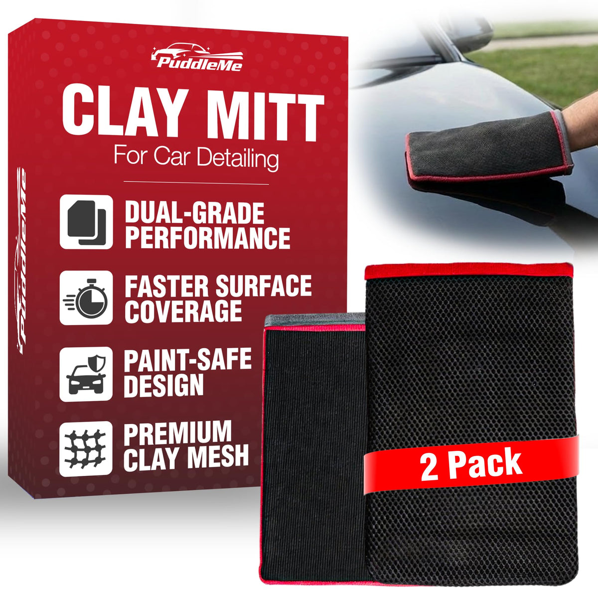 PuddleMe Premium Clay Mitt Medium for safe paint decontamination with smooth glide.