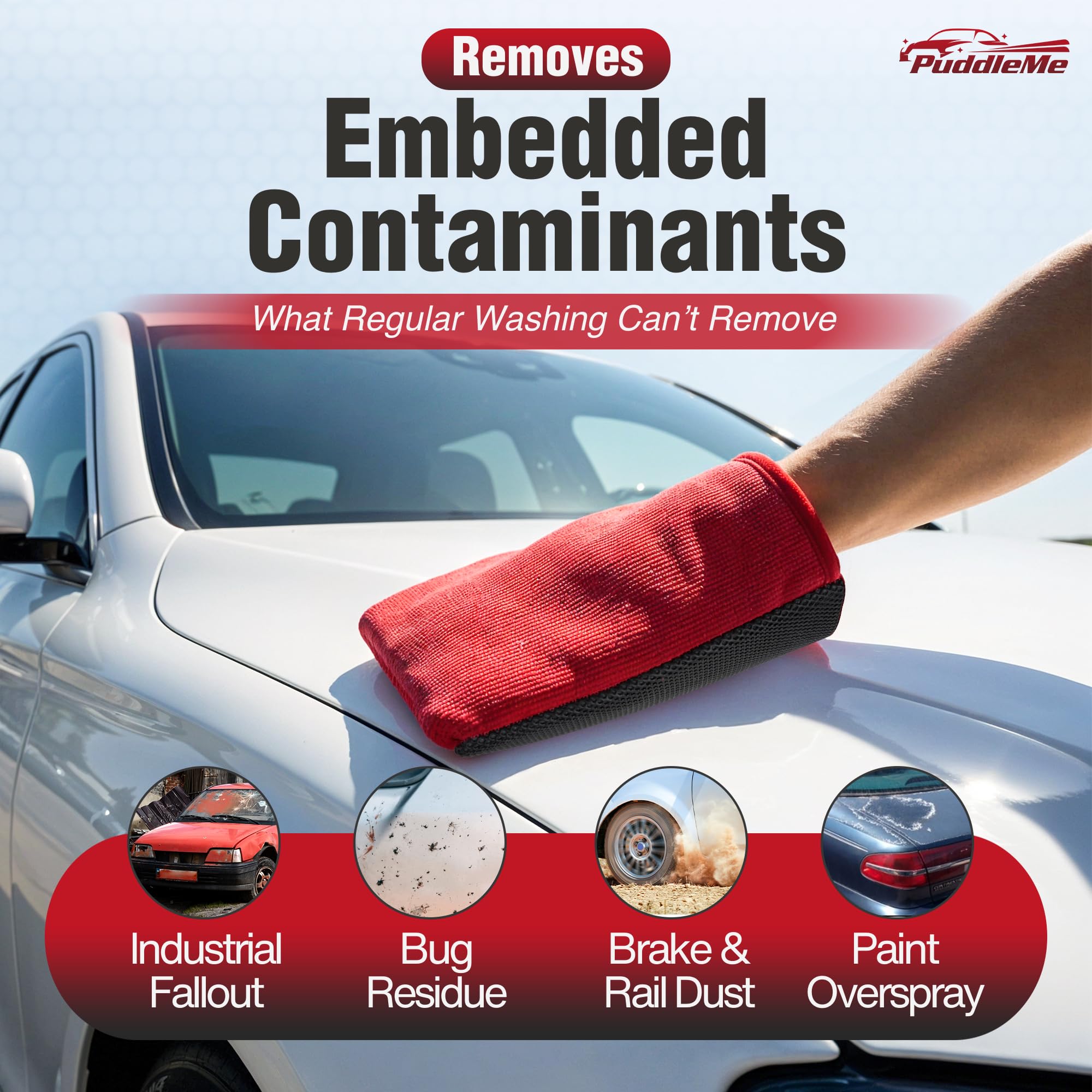 PuddleMe Premium Clay Mitt Mesh for stubborn contamination removal with aggressive texture.