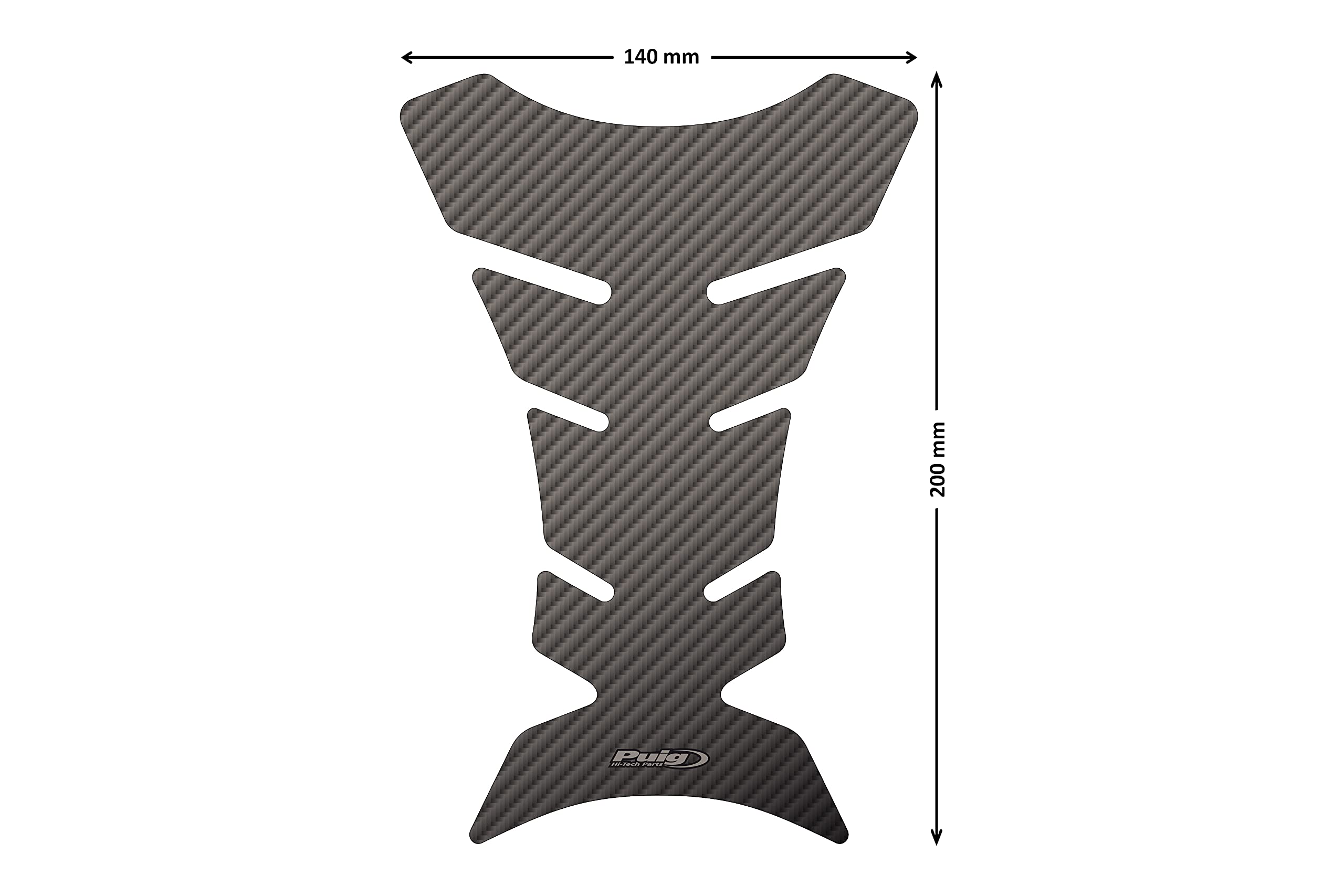 Puig 4051C carbon-look tank pad, front view, adds stylish protection against scratches