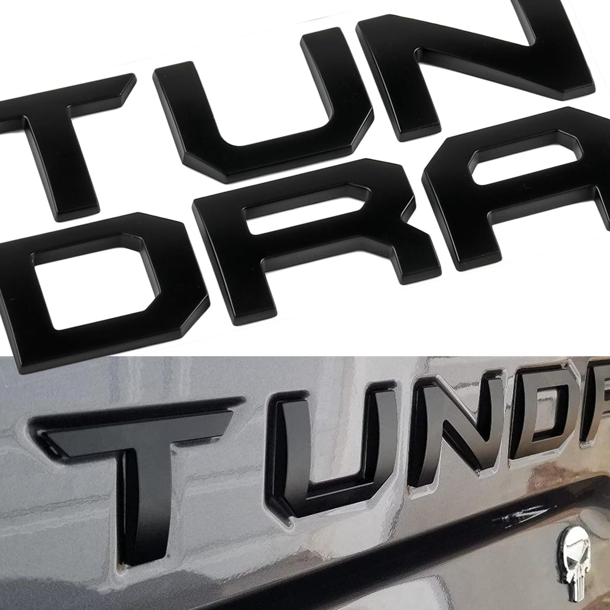 Pukonger tailgate letters for Tundra 2014-2021 close-up, durable adhesive.