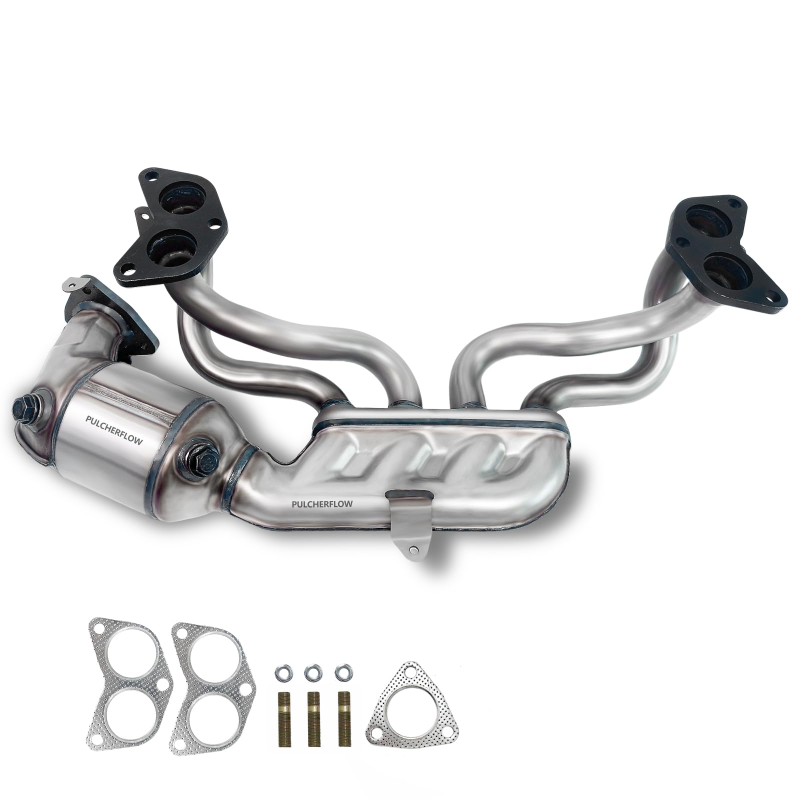 Pulcherflow catalytic converter for Subaru Forester 2011-2016, direct-fit with included hardware for easy installation.