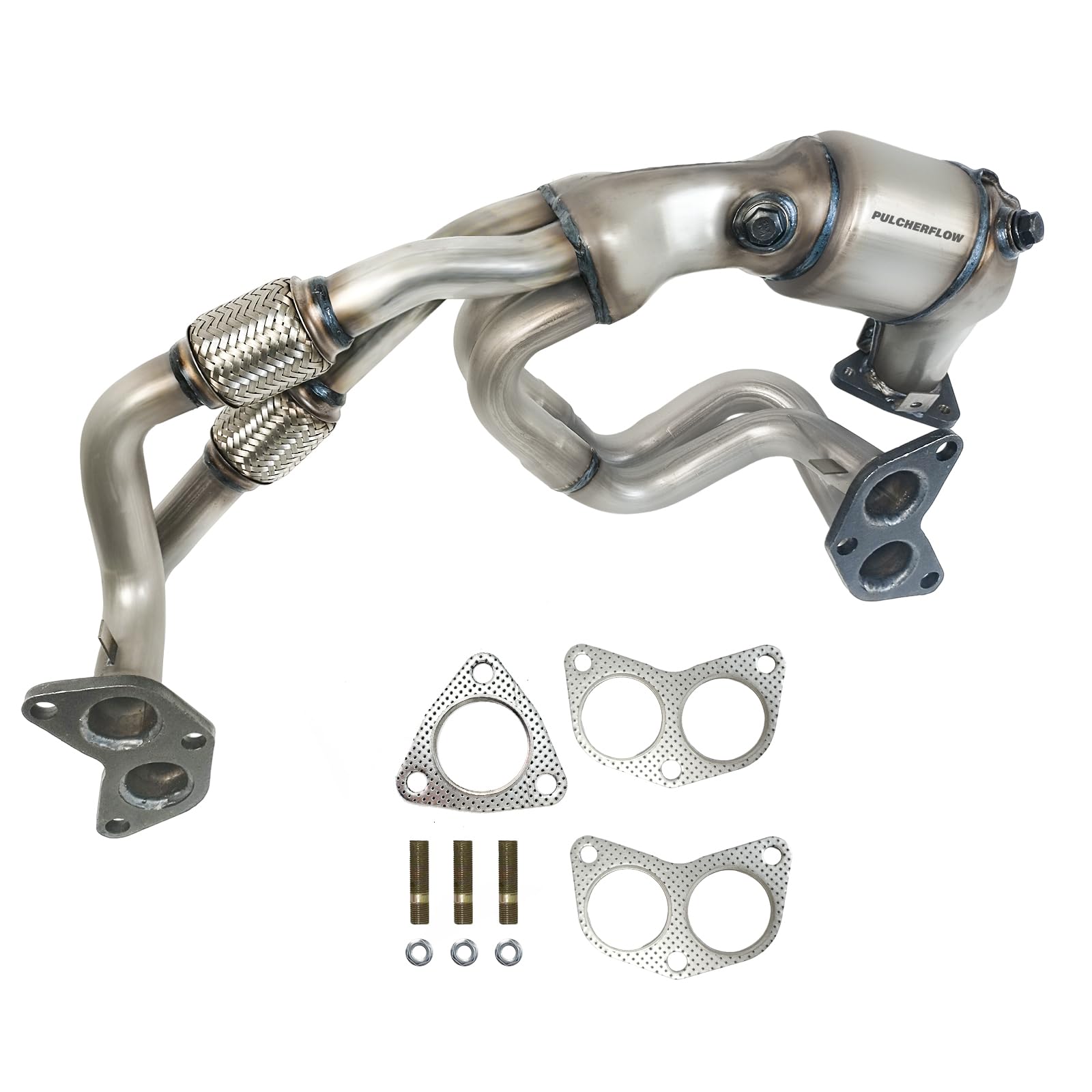 Pulcherflow catalytic converter for Subaru Forester 2006-2010 – front view shows direct-fit compatibility.