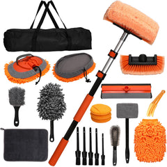 PuliKit 21Pcs car wash kit extended pole for hard-to-reach surfaces.