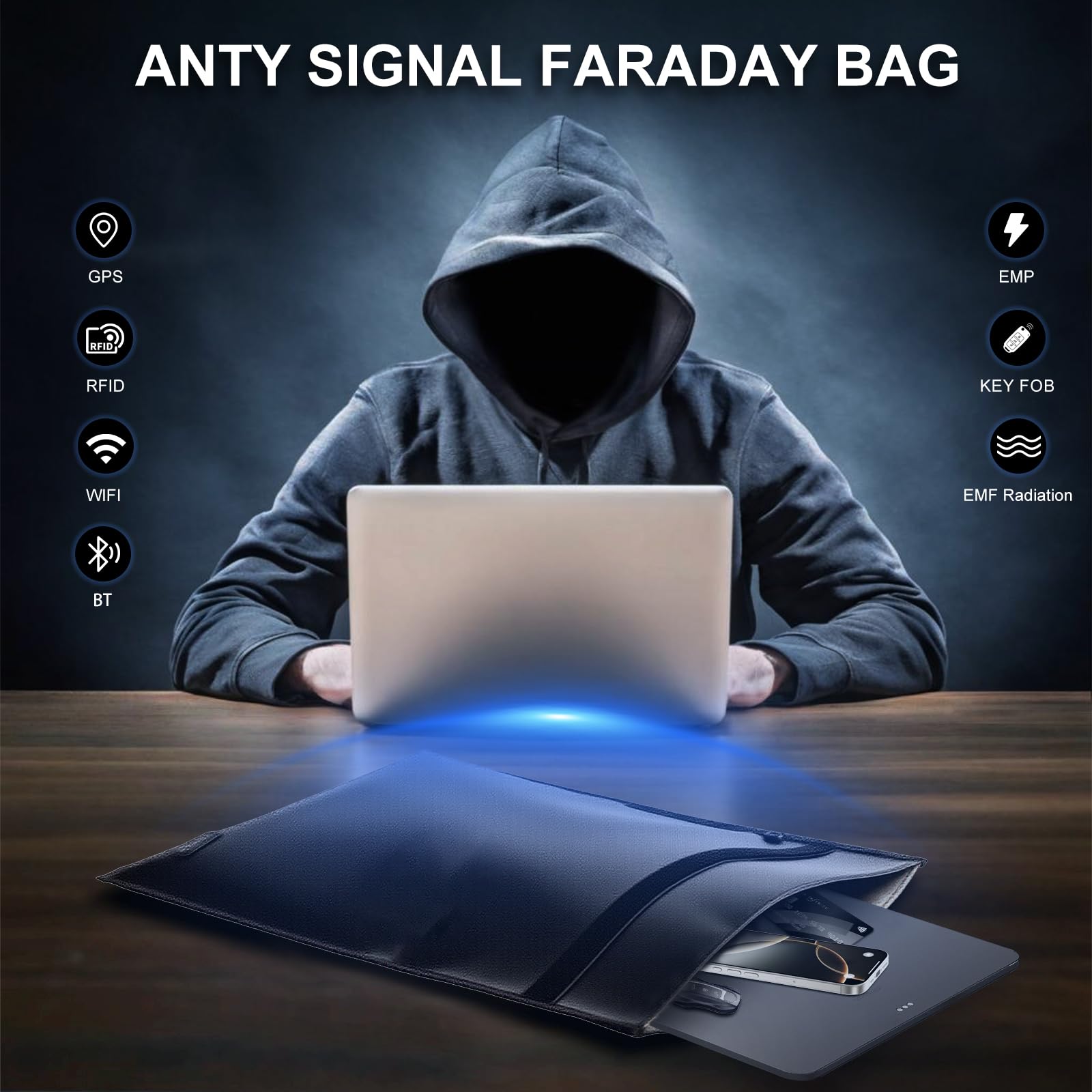 Pulselala cell phone Faraday pouch 8x5 preserving privacy on trips