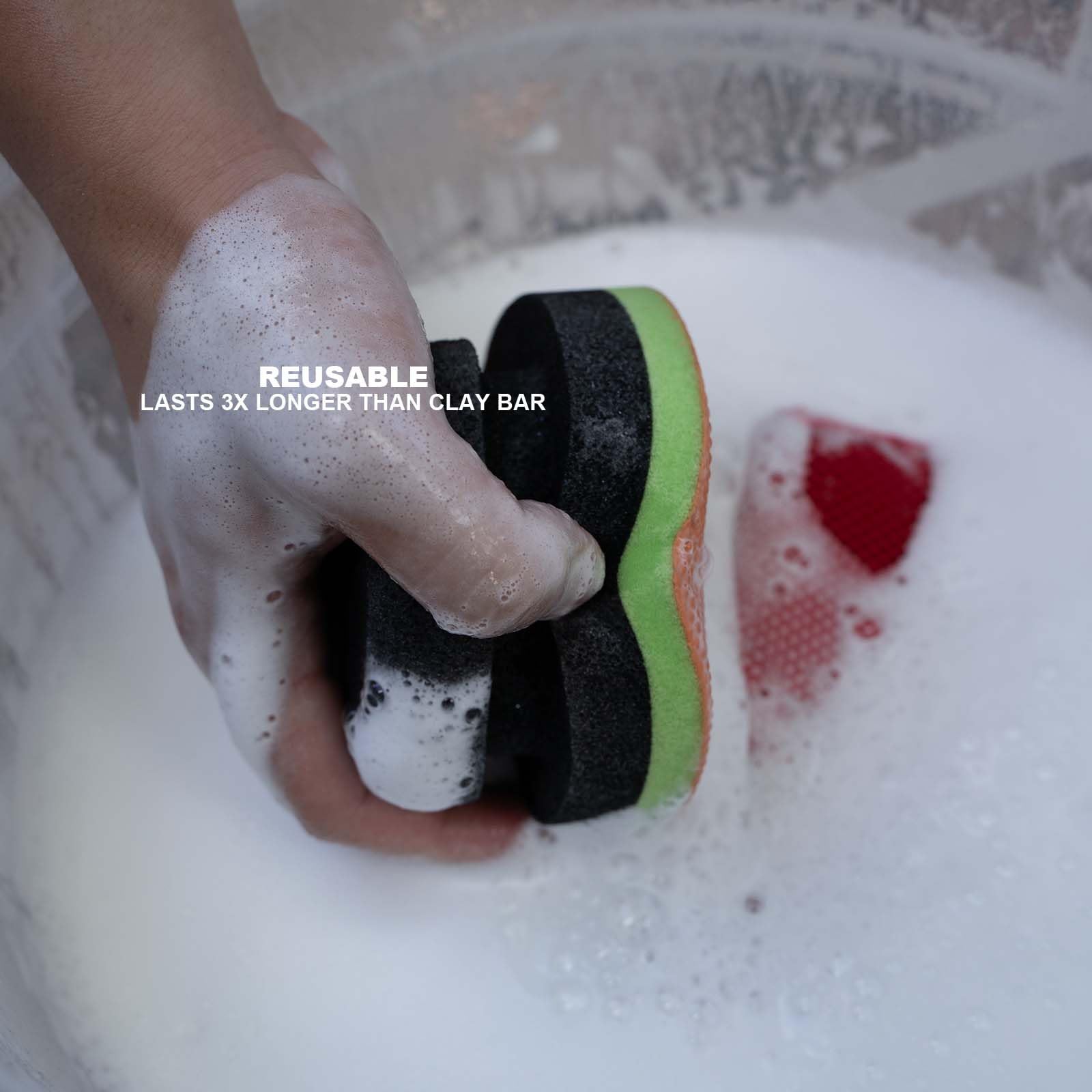 PUMBAA HOME clay pad with soap lather ready for lubrication