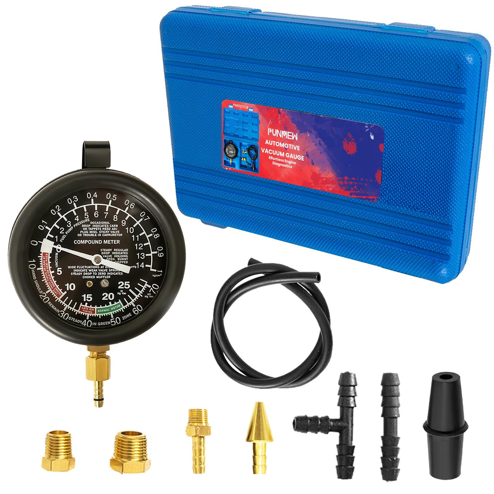 Punmew Auto Vacuum Gauge Kit front view, compact diagnostic tool for cars.