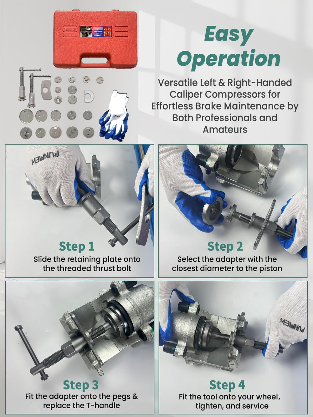 Punmew brake hanger included for easy fixture during service.