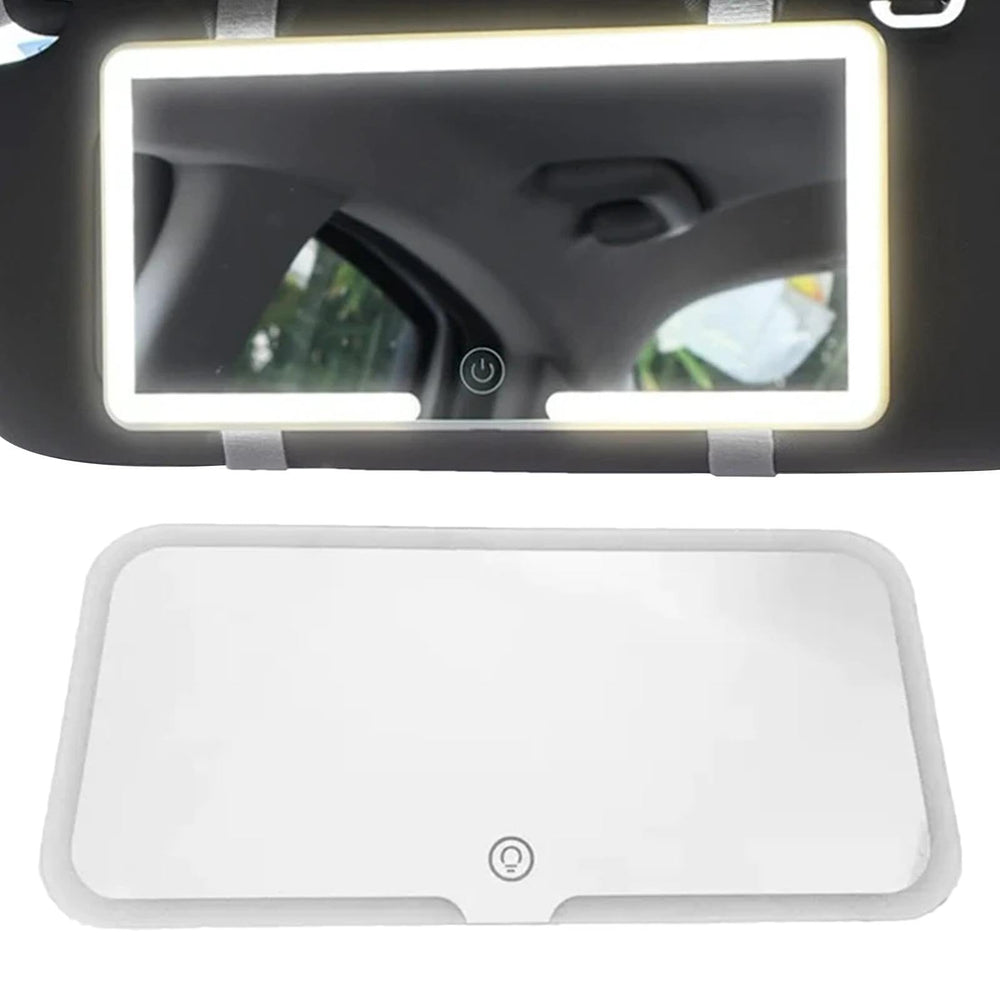 PUOAYTEGH car vanity mirror front-view mounted on visor for quick makeup checks.