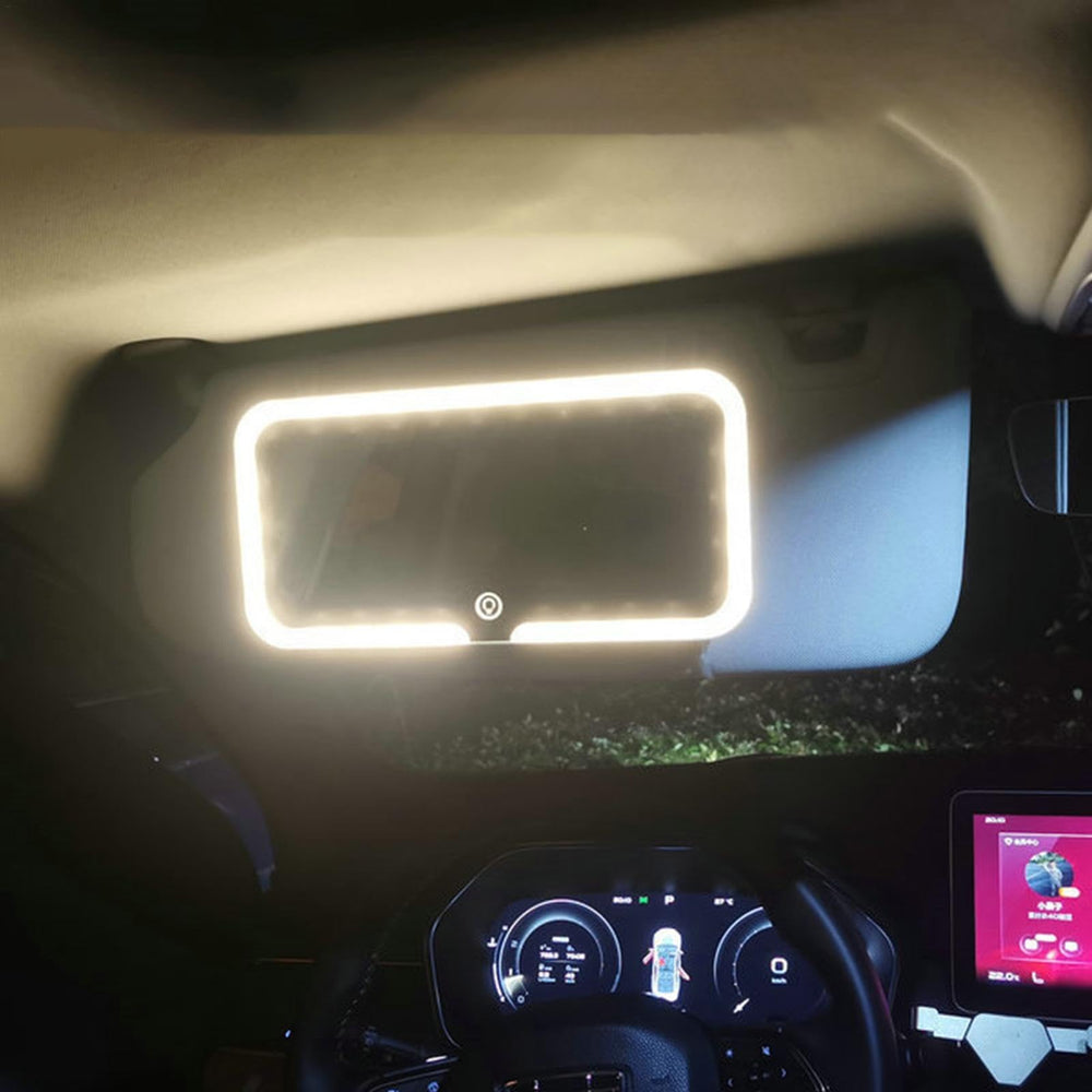 PUOAYTEGH LED car mirror demonstrates dimmable brightness for day and night use.