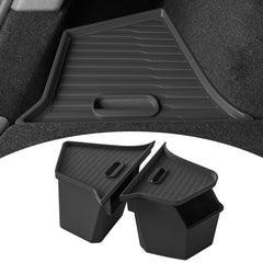 PUOENI Juniper rear trunk bin with lid for Model Y—secure, waterproof storage.