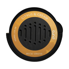 Pura Becki Owens citrus-cream refill provides long-lasting car scent.