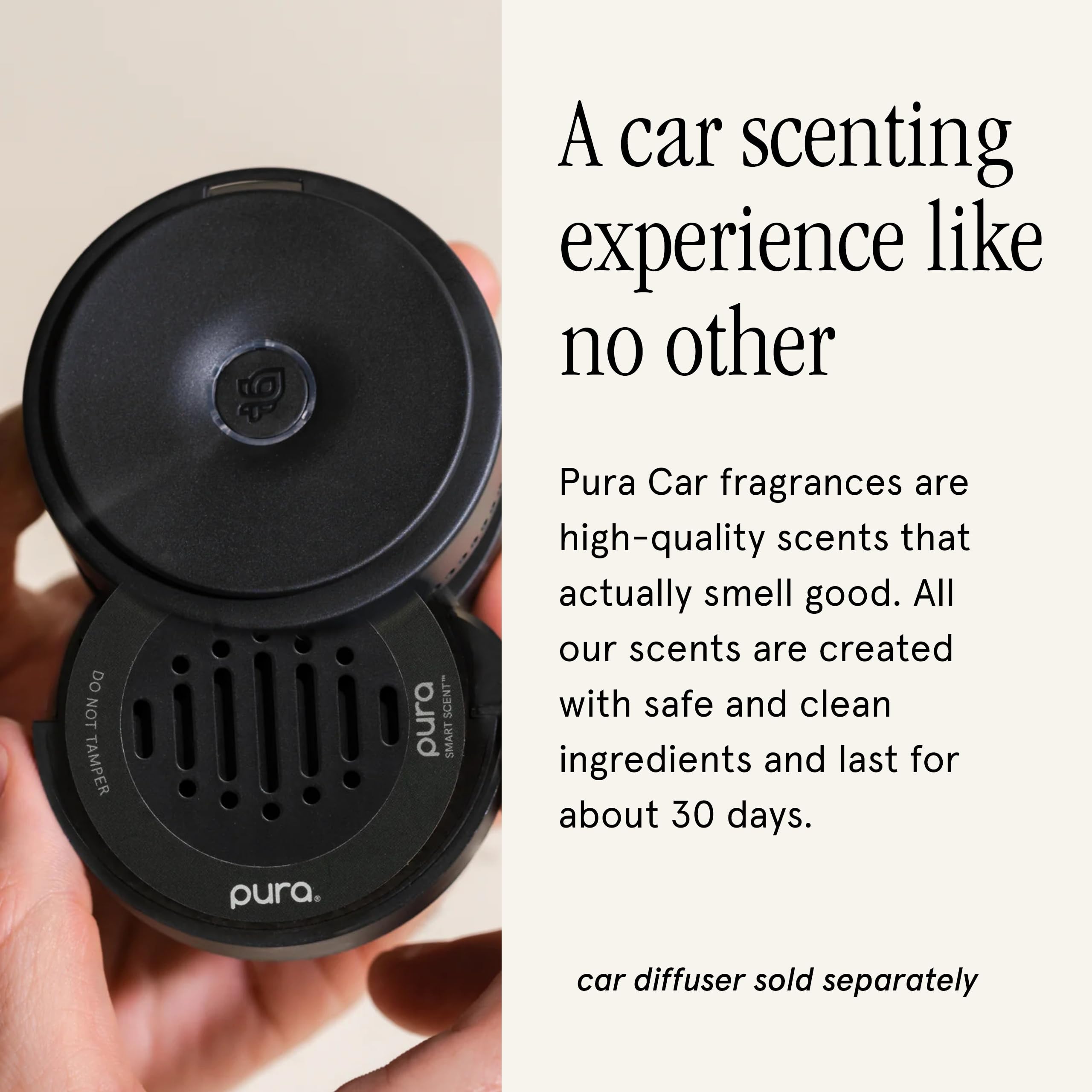 Pura Car Diffuser Refill Black Frost cap demonstrates clean, controlled fragrance release