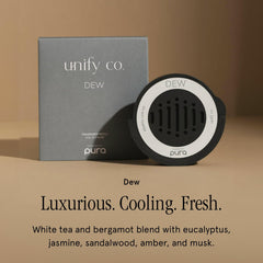 Pura car diffuser refill with eucalyptus and jasmine for a cooling ride feel.