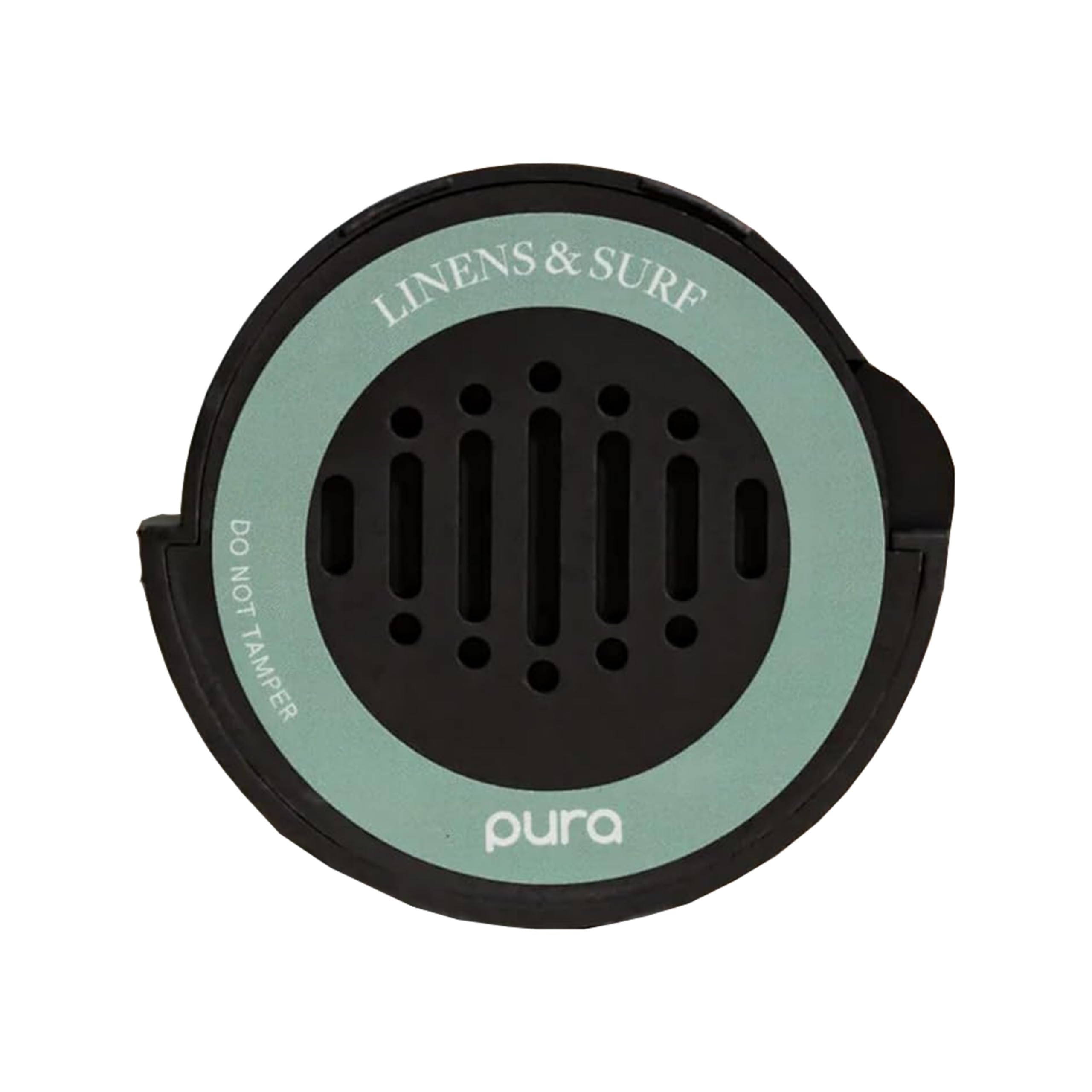 Pura Car Diffuser Refill Linen & Surf bottle delivers fresh, beach-inspired fragrance.