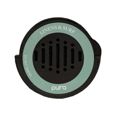 Pura Car Diffuser Refill Linen & Surf bottle delivers fresh, beach-inspired fragrance.