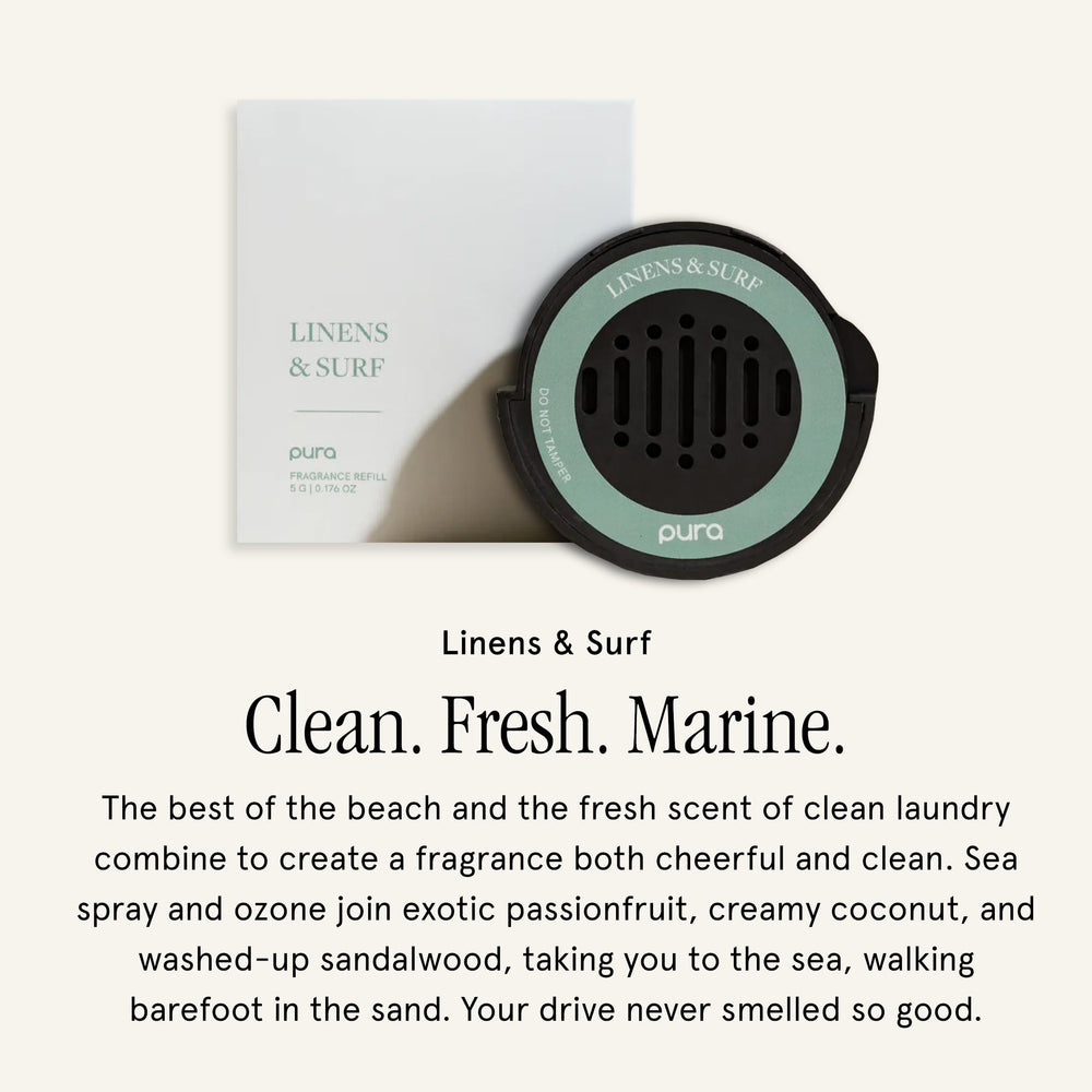 Pura Car Diffuser Refill Sea Spray Jasmine bottle evokes oceanic calm.