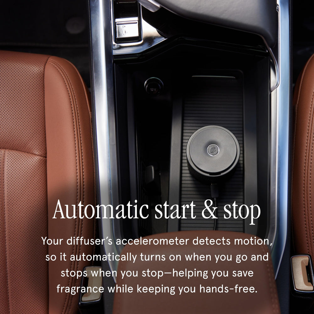Pura Car interior scene demonstrates refreshing mood during daily commutes with Cranberry Fizz.