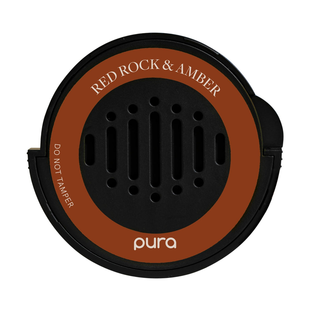 Pura car scent refill with red rock amber for a refined cabin.