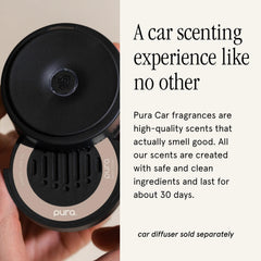 Pura car scent refill with sheer-musk for a soft, clean finish.