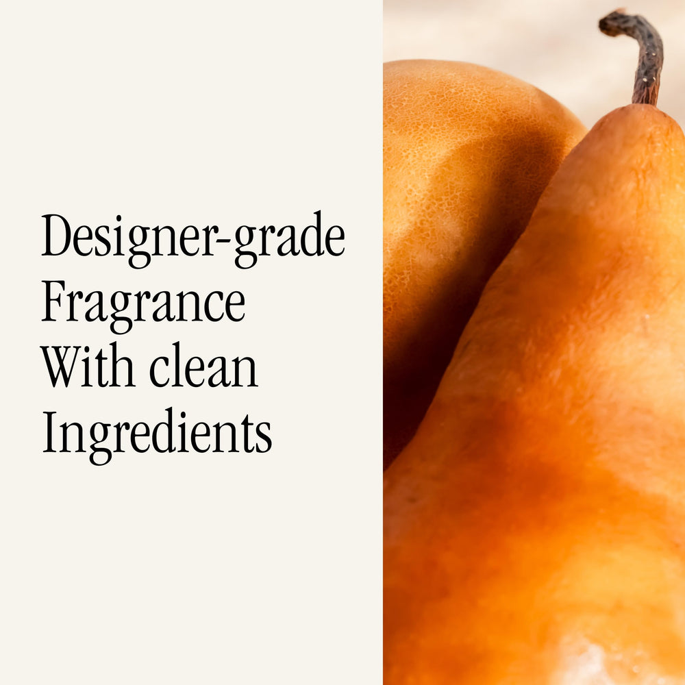 Close-up of pear and bergamot notes for a bright scent