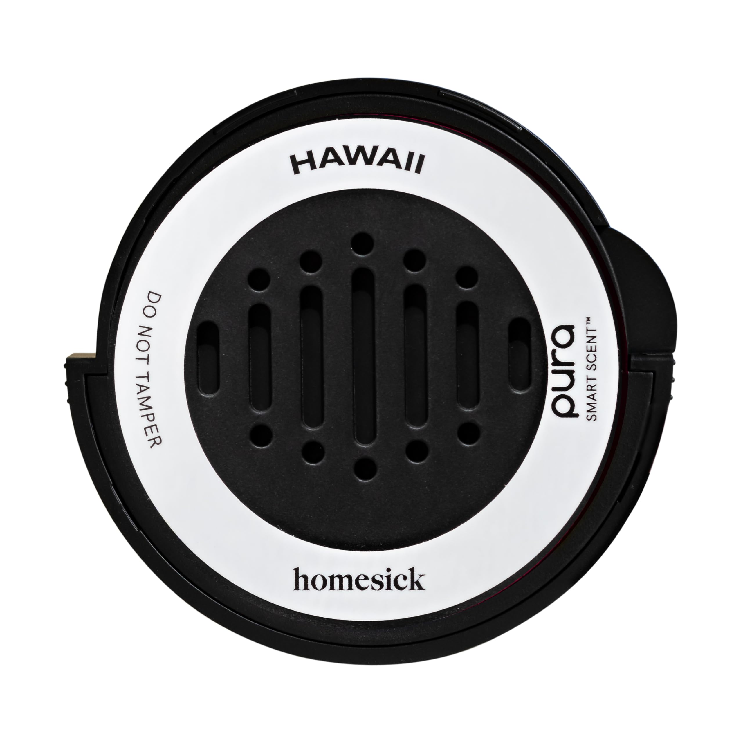 Pura Hawaii car diffuser front view delivering tropical aroma.