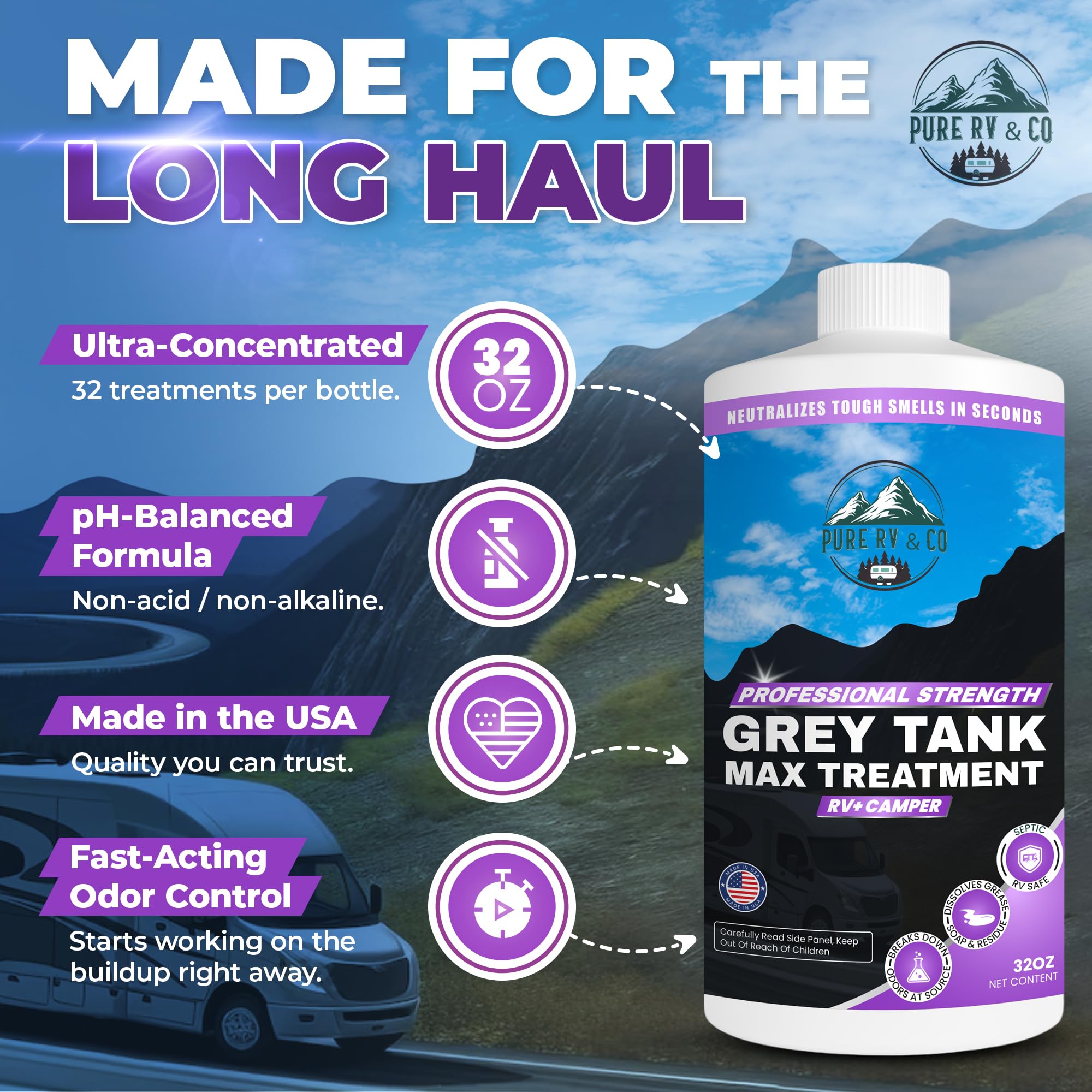 Pure RV tank cleaner application demonstrates quick, sensor-friendly maintenance