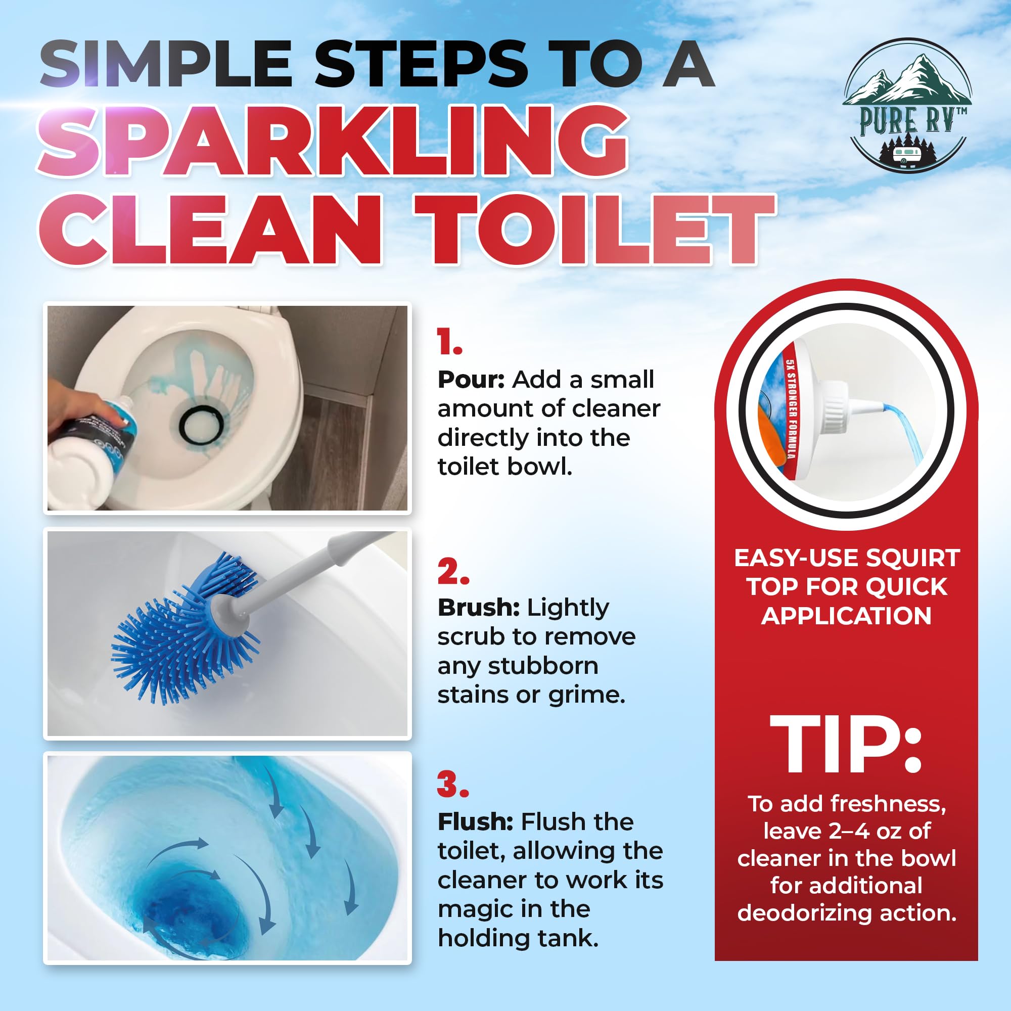 Unscented Pure RV cleaner keeps toilets fresh without overpowering fragrances