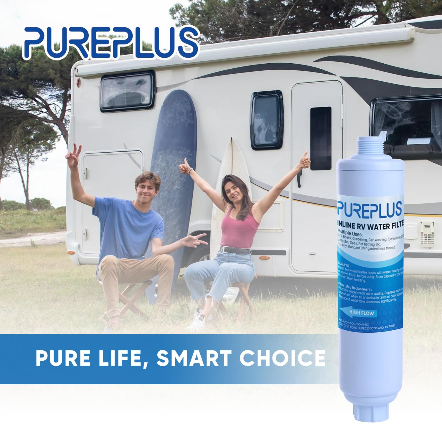 PUREPLUS multi-use graphic highlights garden, pool, and car washing scenarios