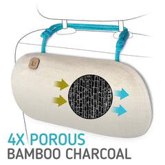 PURGGO odor-elimination close-up showing porous bamboo charcoal sponge.