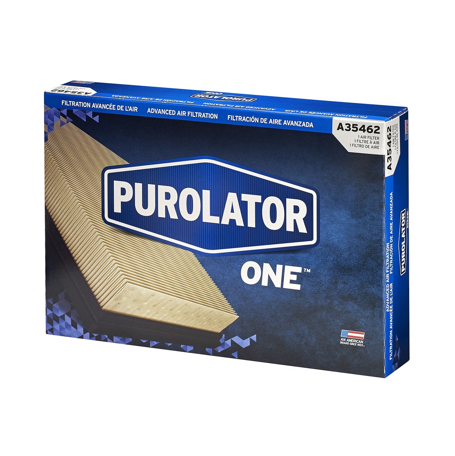 Purolator A35462 air filter mounted in housing fits multiple vehicles.