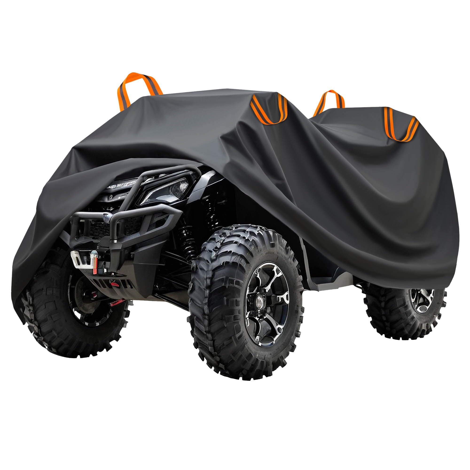 Puroma ATV Cover XL front view protects a quad from rain and dust.