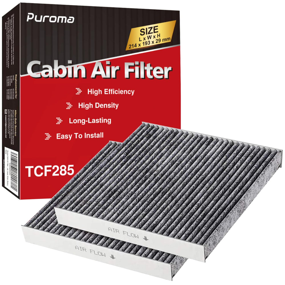 Puroma cabin air filter activated carbon close-up captures odors and pollutants