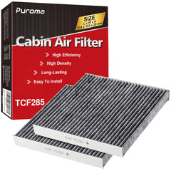 Puroma cabin air filter activated carbon close-up captures odors and pollutants