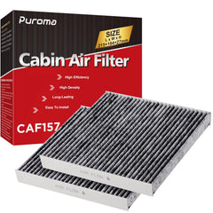 Puroma cabin air filter with activated carbon close-up showing dense filtration for fresher air