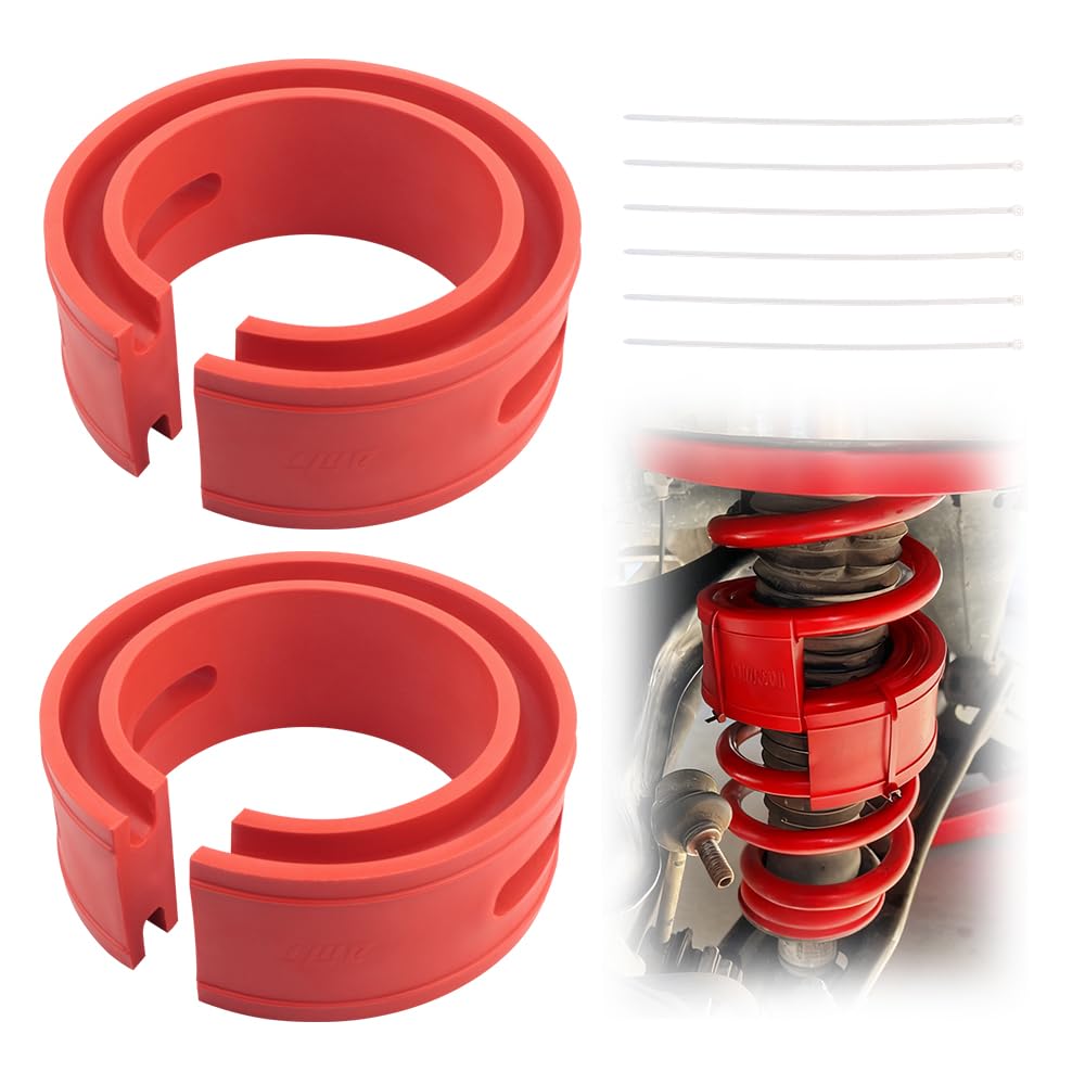 Purthog 2pcs front and rear coil spring spacers improve ride stability on rough roads.