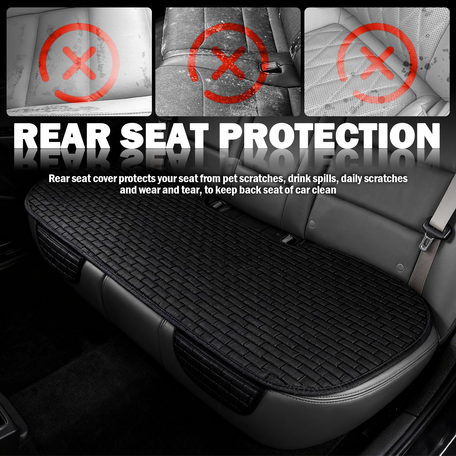 Purthog anti-slip bottom design secures the seat cover during sudden stops.