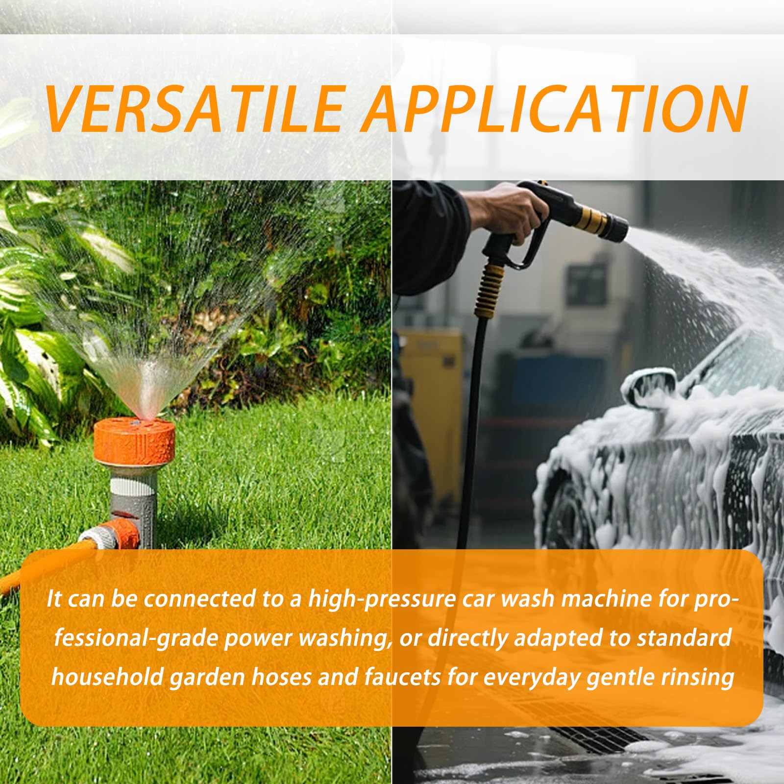 Purthog versatile cleaning with car wash or garden hose connectivity.