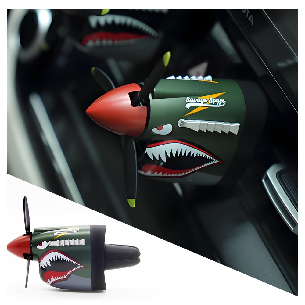Purthog P-40 Fighter Plane vent clip with spinning propeller enhances cabin ambiance and fragrance.