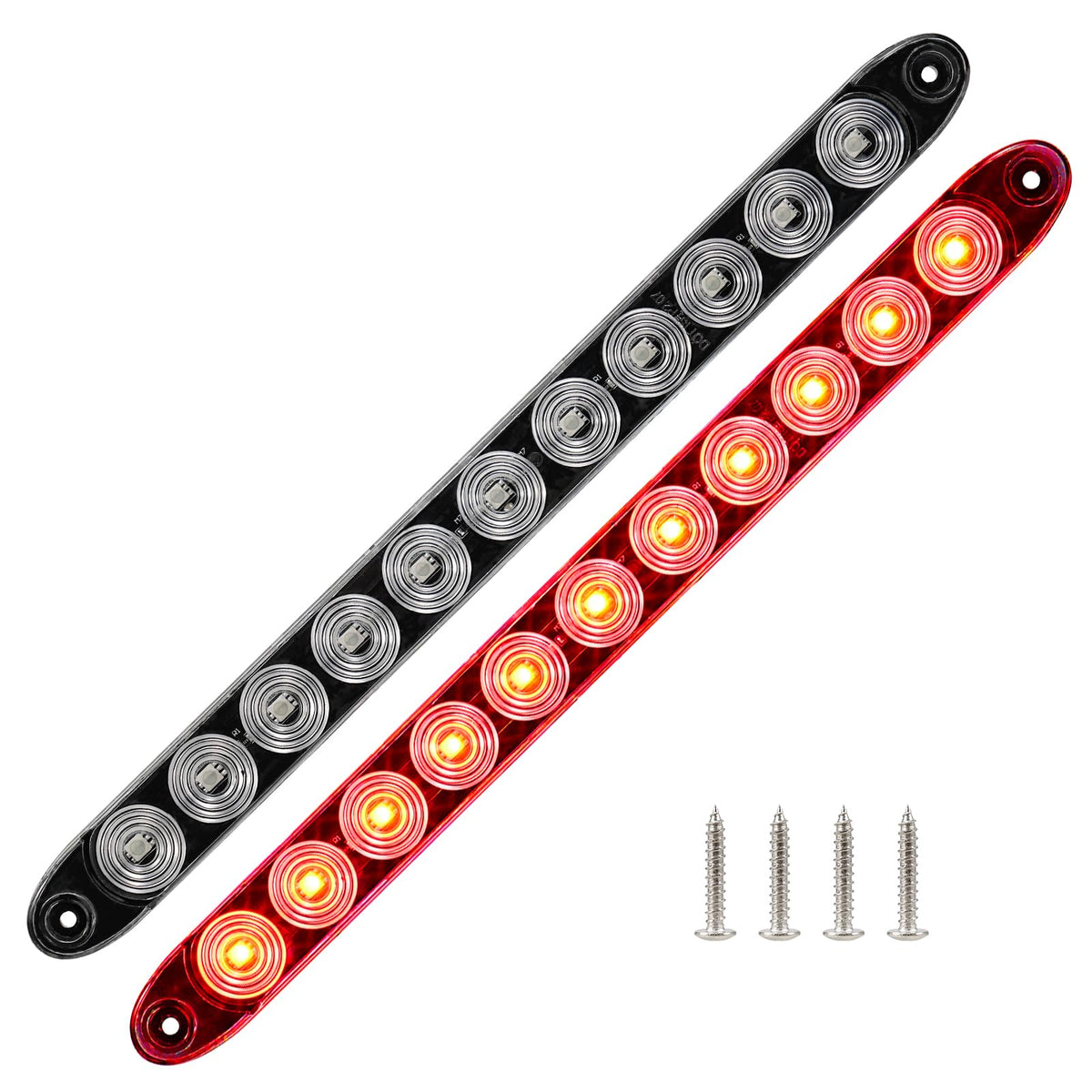PVerandio 15-5in red LED trailer bar with clear lens for bright signaling.