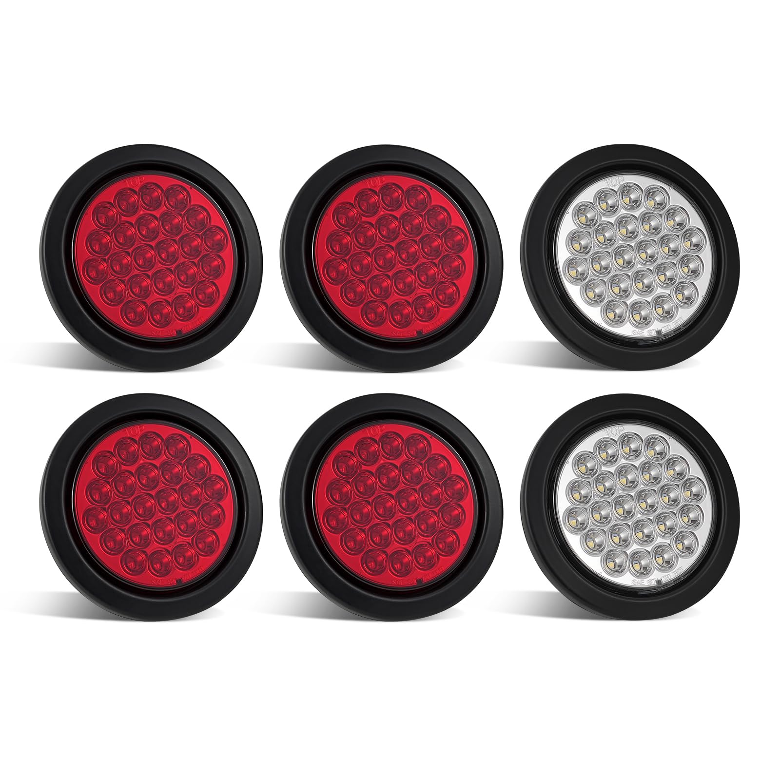 PVerandio 4-inch round LED trailer tail light red with 24 LEDs for bright signaling.