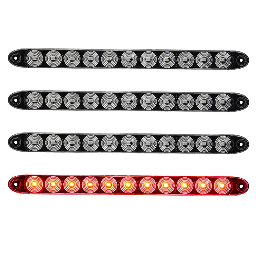 PVerandio 4-pack 15.5-inch red LED trailer light bar installed on a trailer for clear signaling.