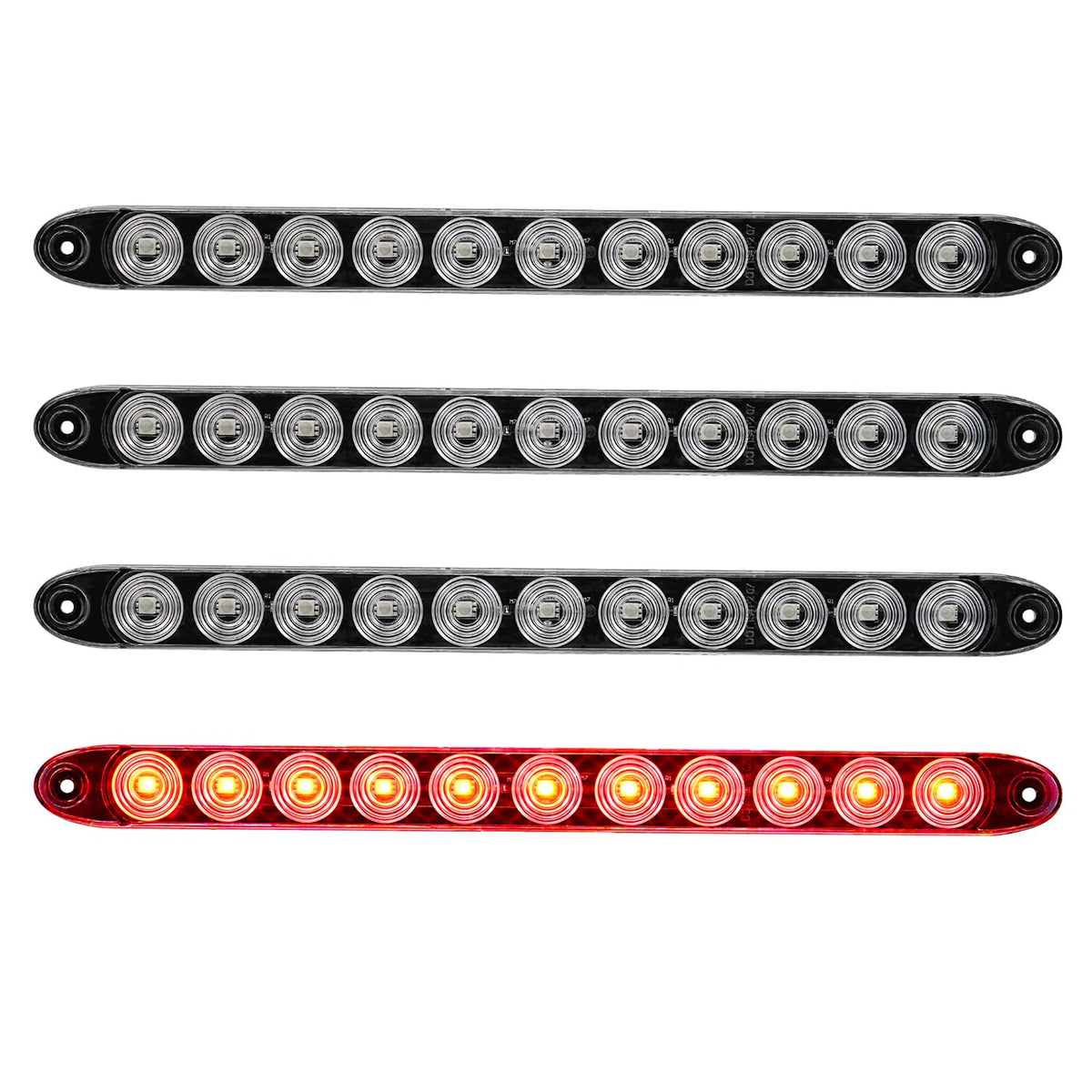 PVerandio 4-pack 15.5-inch red LED trailer light bar installed on a trailer for clear signaling.