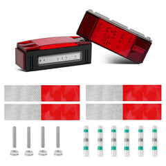 PVerandio left LED trailer light close-up, highlighting bright stop/turn/tail signals for visibility.