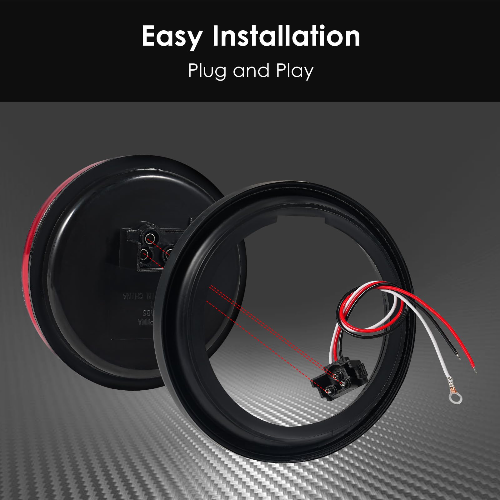 PVerandio 4-inch round lights support stop, turn, tail, and backup signaling.